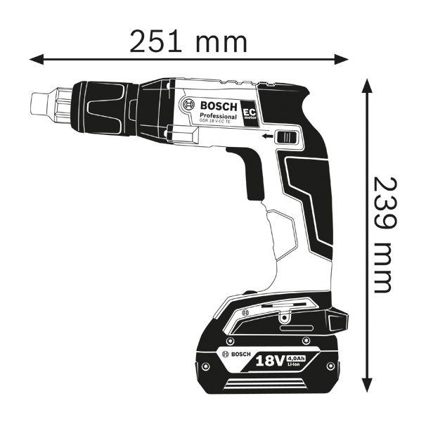 Cordless screwdriver dimensions.