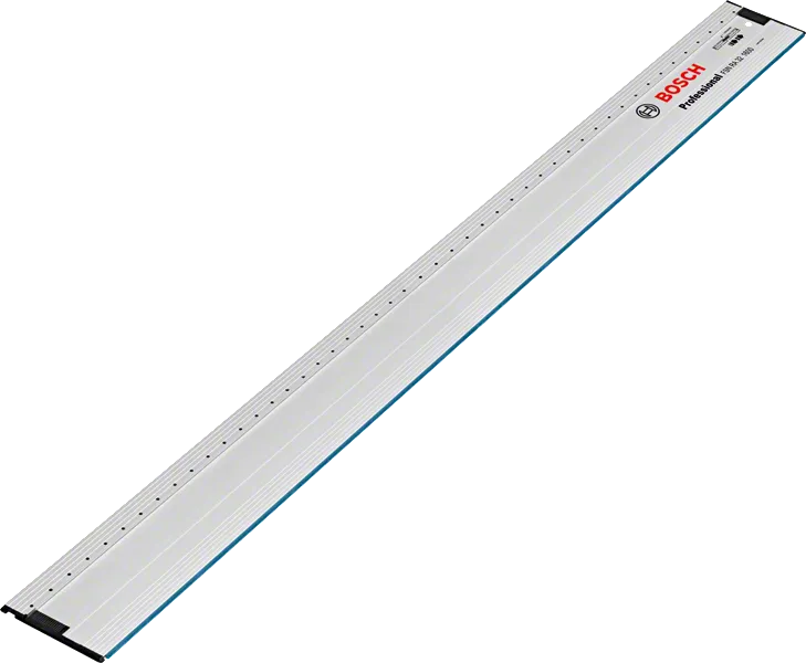 Metal guide rail accessory with measurement markings, designed for precise tool alignment.