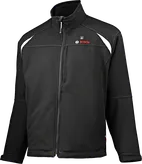 Bosch heated work jacket, black with white accents.