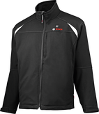 Bosch heated work jacket, black with white accents.