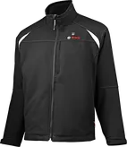 Bosch heated work jacket, black with white accents.