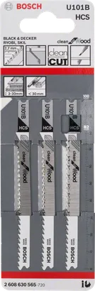 Bosch jigsaw blades U 101 B wood 3-pack.