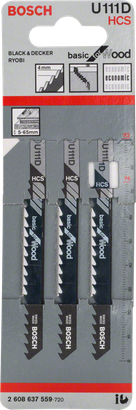 Bosch U 111 D jigsaw blades 3-pack.