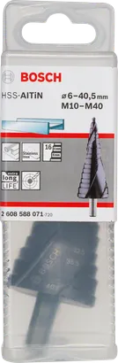 Bosch HSS-AlTiN step drill bit 6–40,5 mm.