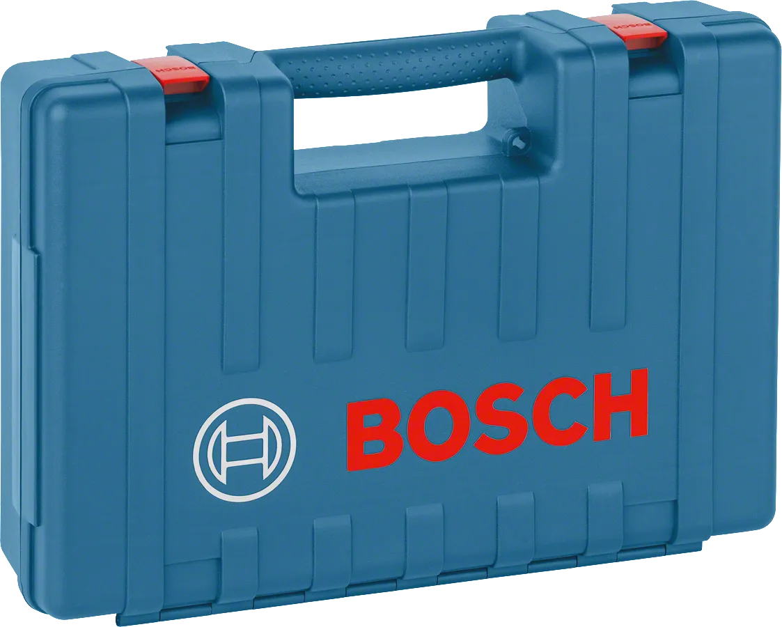 Bosch plastic tool case with handle and red latches.