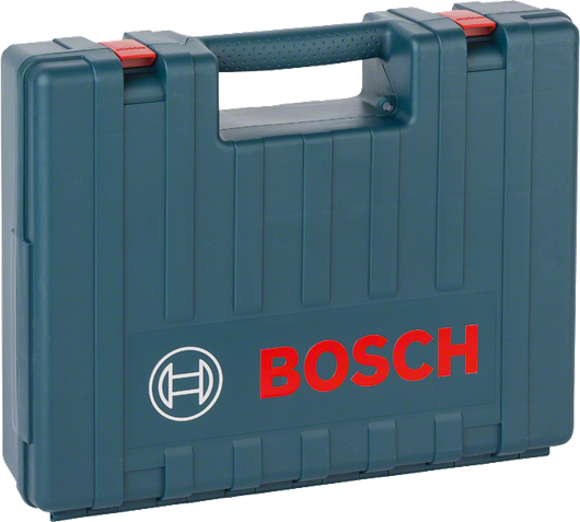 Bosch plastic tool case with secure handle.