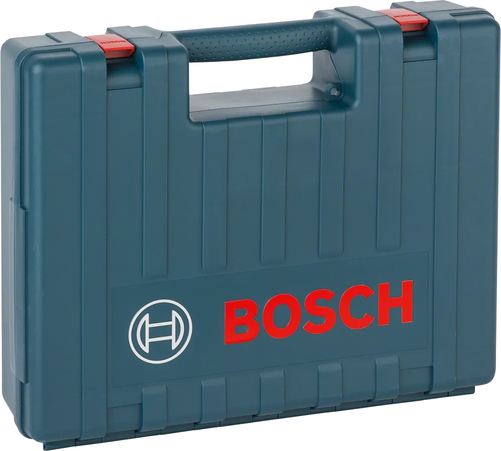 Bosch plastic tool case with secure handle.