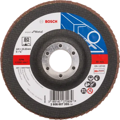 Bosch flap disc X551 for metal, 125 mm diameter, grit 80.