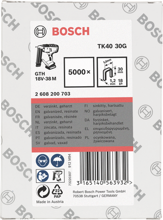 Bosch galvanized staples 30mm 5000×.