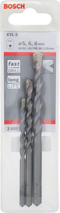 Bosch CYL-3 concrete drill bit set 5/6/8 mm.