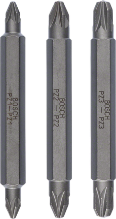 Bosch 3-piece double ended bit set, 60 mm length.