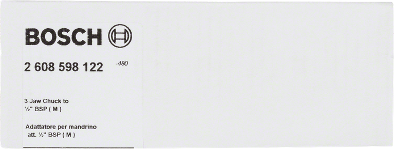 Bosch adapter 3 jaw chuck to ½″ BSP for diamond core cutters.