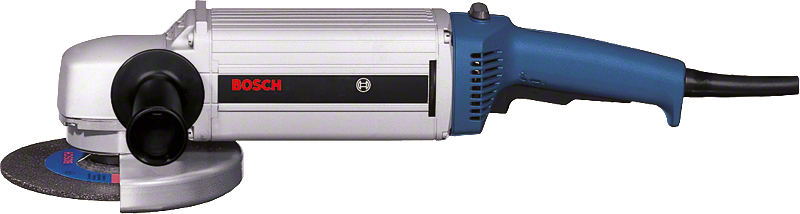 Bosch angle grinder with side handle.