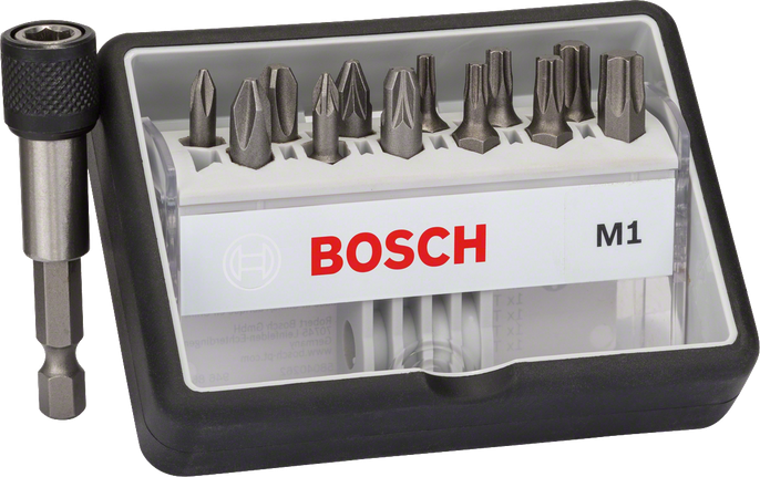 Bosch 12+1-piece Robust Line screwdriver bit set, Extra Hard.