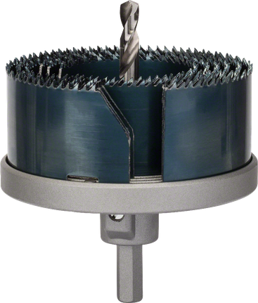 Bosch holesaw set with multiple blades for wood drilling.