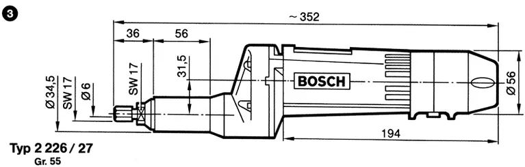Straight grinder dimensions.
