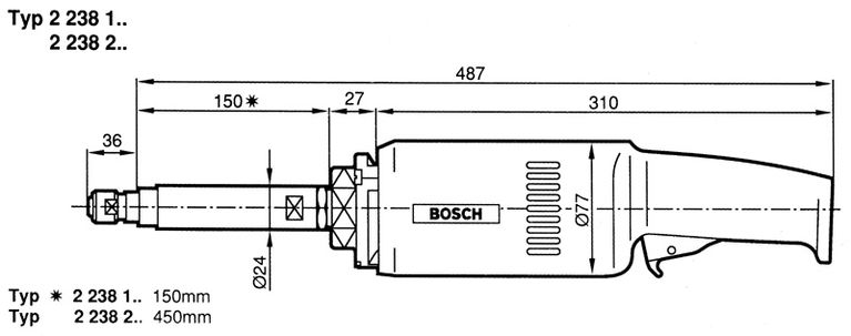 Straight grinder dimensions.