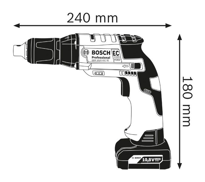 Cordless screwdriver dimensions.