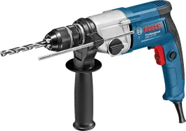 Bosch GBM 13-2 RE drill with side handle and depth gauge.