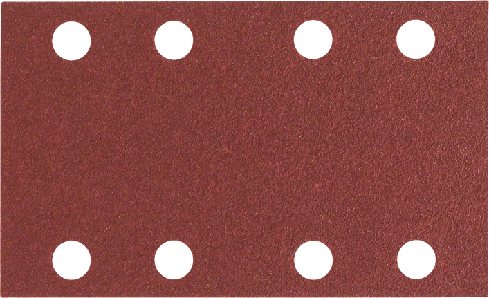 Bosch rectangular sanding sheet with 8 dust extraction holes.