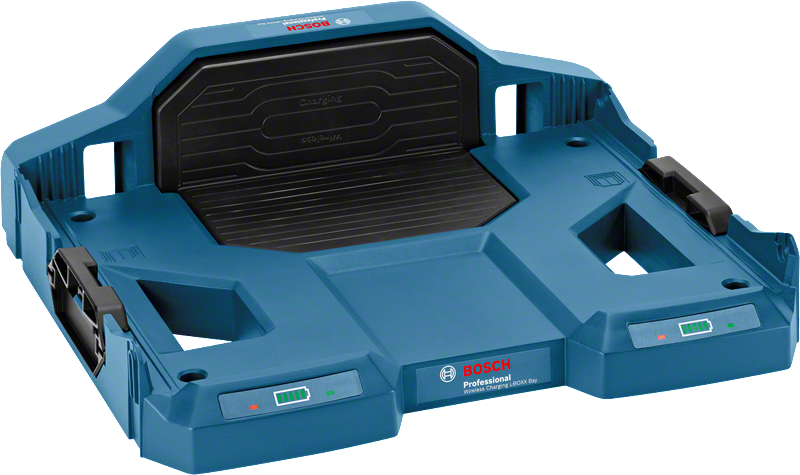 Bosch battery charging station for power tool packs.
