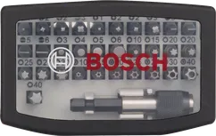 Bosch 31-piece screwdriver bit set with rapid holder.