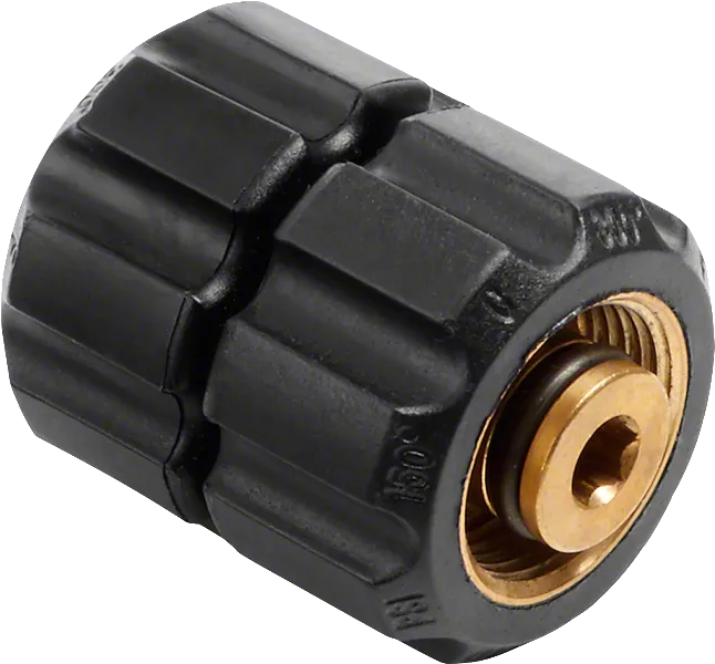 Black plastic hose connector.