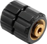 Black plastic hose connector.