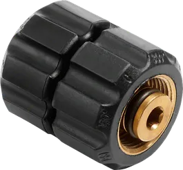 Black plastic hose connector.