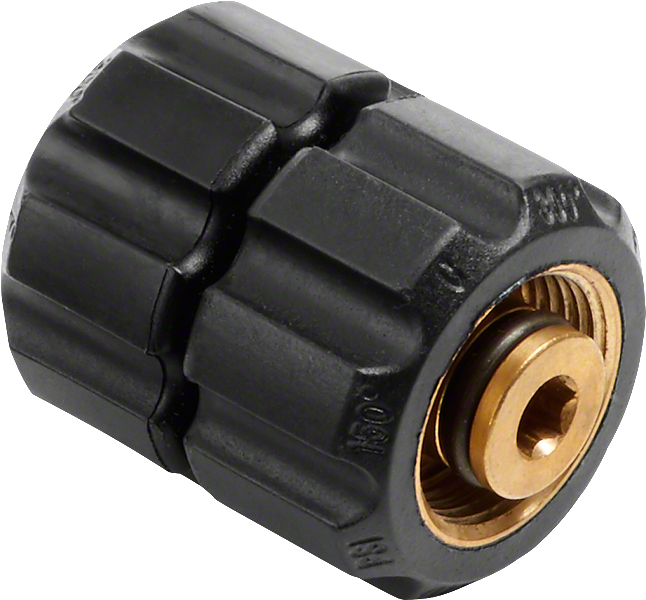 Black plastic hose connector.