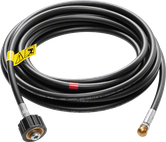 Coiled black gas hose.