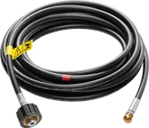 Coiled black gas hose.