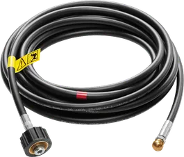 Coiled black gas hose.