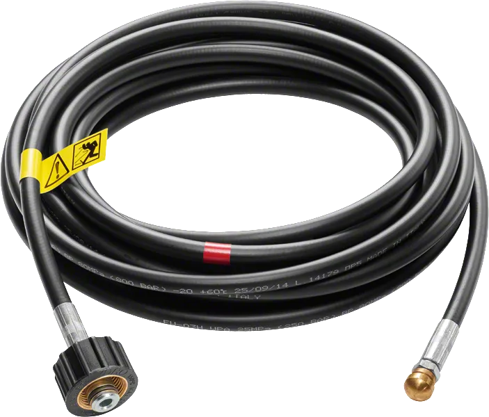 Coiled black gas hose.