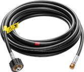 Coiled black gas hose.