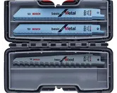 Bosch 15-piece reciprocating saw blade set for wood and metal.