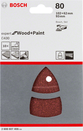 Bosch C430 10-piece sanding sheet set.