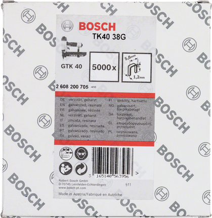 Bosch TK40 38G galvanized staples 5.8mm×1.2mm.