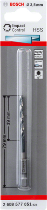 Bosch HSS hex-shank twist drill bit 3.5mm.