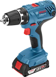 Bosch GSR 18V-21 cordless drill with 2.0Ah battery.