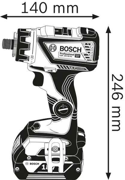 Cordless drill dimensions.
