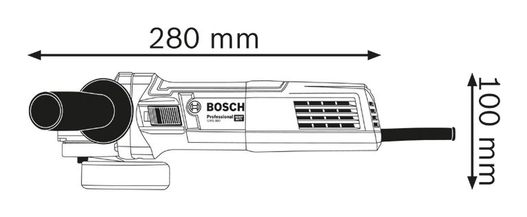 Angle grinder dimensions.