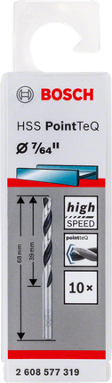 Bosch HSS Twist Drill Bit PointTeQ 7/64 inch for high-speed metal drilling.