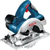 Bosch GKS 18V cordless circular saw for precise wood cutting.