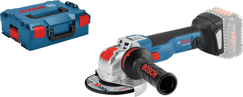Bosch GWX 18V-10 C cordless angle grinder with case.