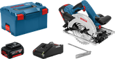 Bosch GKS 18V-57 G cordless circular saw set with accessories.