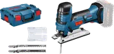 Bosch GST 18V-LI S cordless jigsaw with blades.