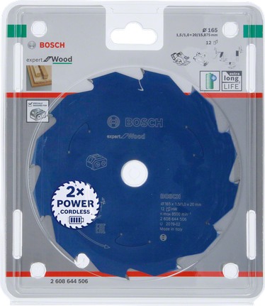 Bosch Expert for Wood 165×1.5/1×20 T12 saw blade.