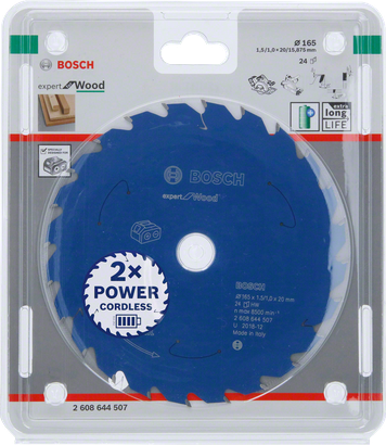 Bosch Expert for Wood circular saw blade 165 mm for cordless saws.