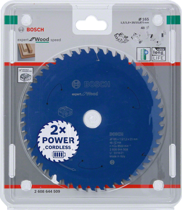 Bosch Expert for Wood circular saw blade 165 mm for cordless saws.